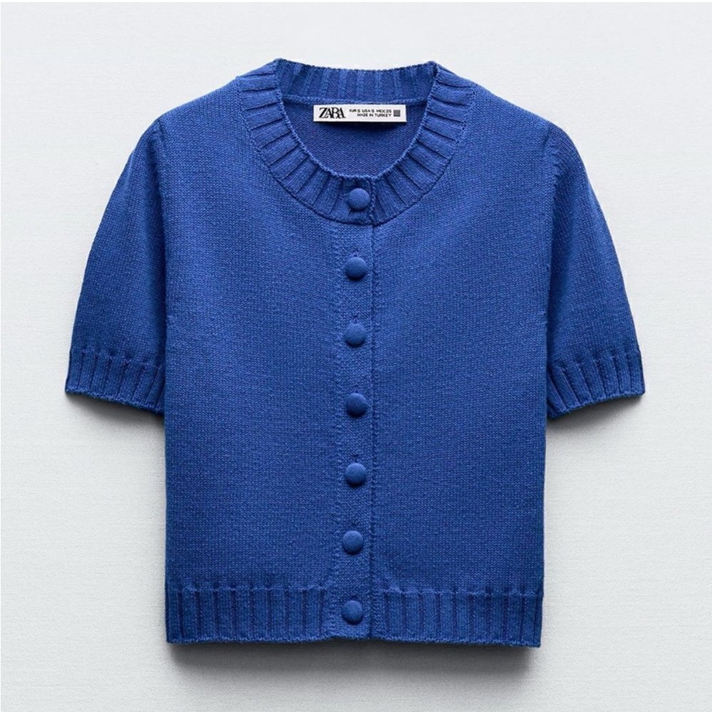 Zara Short Sleeve Knit Cardigan Top